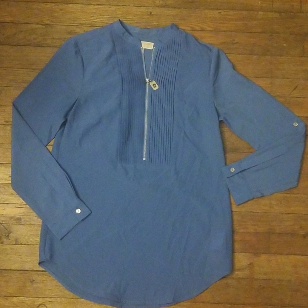 MICHAEL Michael Kors pleated zip front blouse - Picture 2 of 6